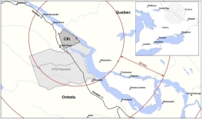 Carte indiquant l’emplacement du projet de microréacteur modulaire à Chalk River.