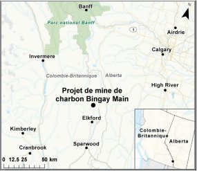 Carte indiquant l’emplacement du projet de mine de charbon de Bingay Main.