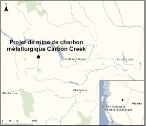 Carte indiquant l’emplacement du projet de charbon de métallurgique.