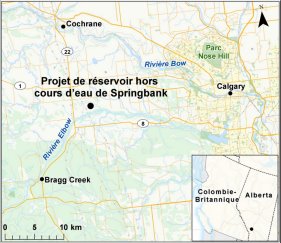 Carte indiquant l’emplacement du projet de réservoir hors cours d’eau de Springbank.