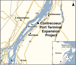 Map showing the location of Contrecoeur Port Terminal Expansion Project.