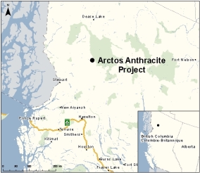 Map showing the location of Arctos Anthracite Project.