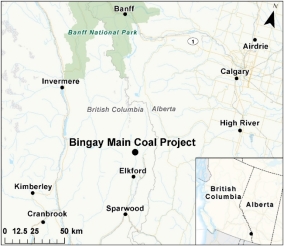 Map showing the location of Bingay Main Coal Project.