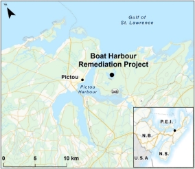 Map showing the location of Boat Harbour Remediation Project.