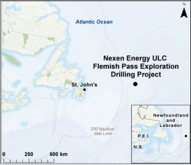 Map showing the location of CNOOC Energy Flemish Pass Exploration Drilling Project.