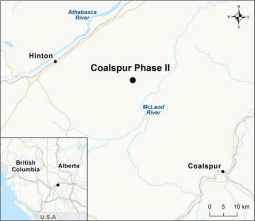 Map showing the location of Coalspur Phase II.