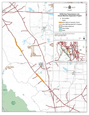 Map showing the location of Edson Mainline Expansion Project.