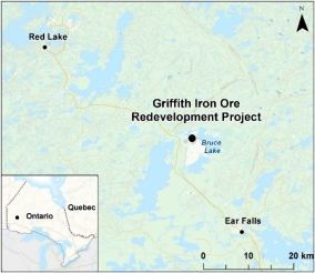 Map showing the location of Griffith Iron Ore Redevelopment Project.