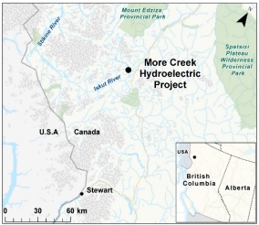 Map showing the location of More Creek Hydroelectric Project.