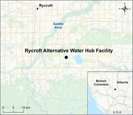 Map showing the location of Rycroft Alternative Water Hub Facility.