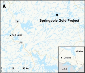 Map showing the location of Springpole Gold Project.