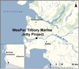Map showing the location of WesPac Tillbury Marine Jetty Project.