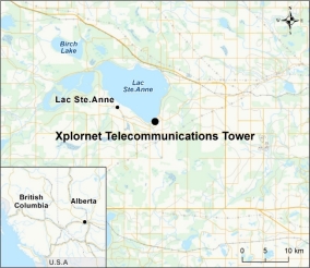Map showing the location of Xplornet Telecommunications Tower.