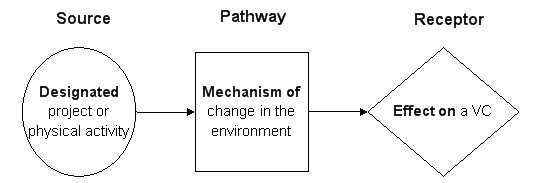 Figure 5 - This figure graphically depicts the source-pathway-receptor model and shows the linkages between the source, the pathway and the receptor.