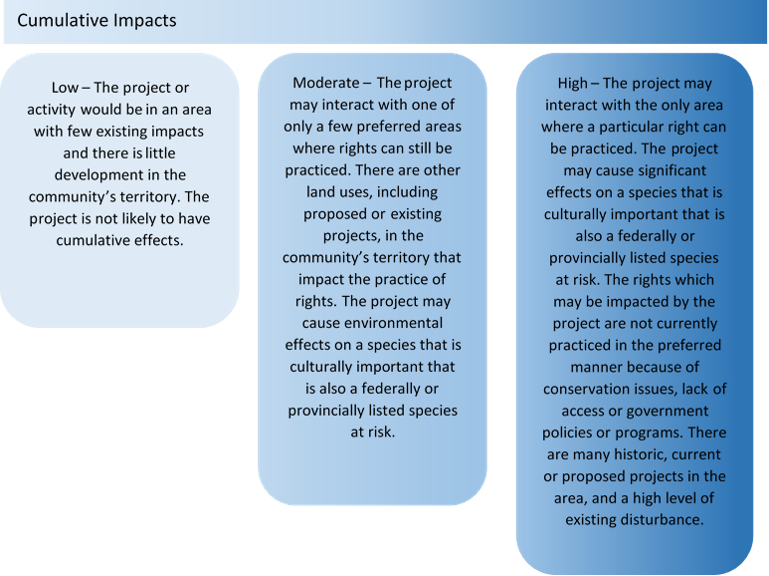 Figure 7: Severity of impact levels – Cumulative Impacts