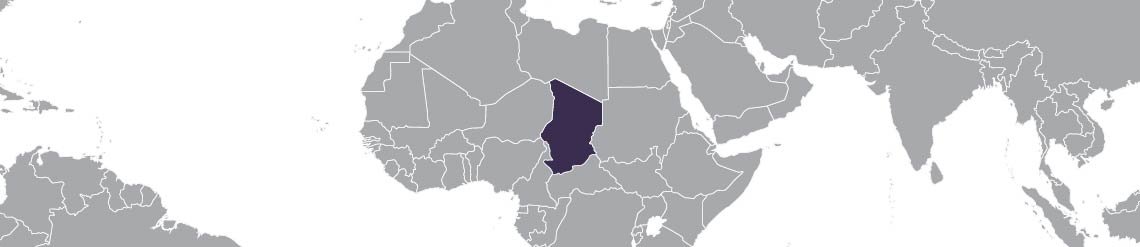 A partial world map, with Chad highlighted.