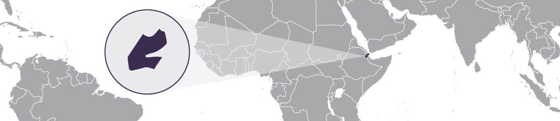A partial world map, with Djibouti highlighted.