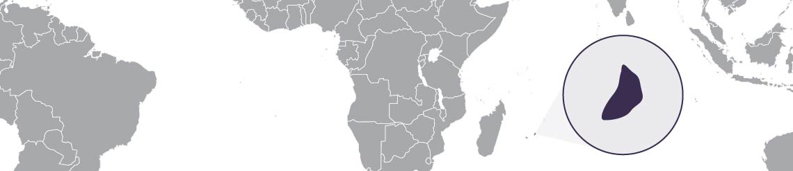 A partial world map, with Mauritius highlighted.