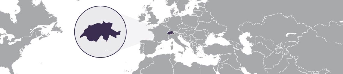 Carte du monde partielle, le Suisse est mise en avant.
