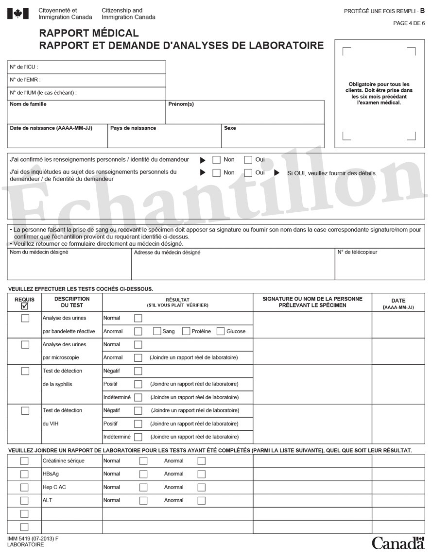 Exemple de IMM 5419 – Rapport médical Page 4 de 6