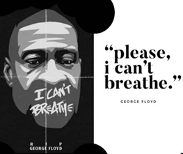 George Floyd photo with caption saying "Please, I can't breathe"