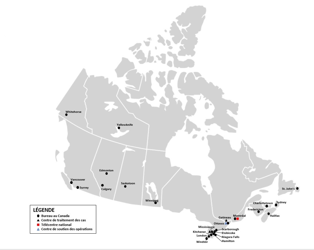 Graphique des bureaux de l’immigration et citoyenneté au Canada; version texte ci-dessous