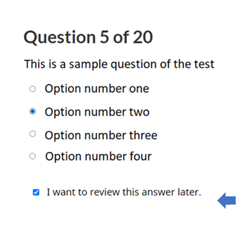 ‘I want to review this answer later’ checkbox is selected.