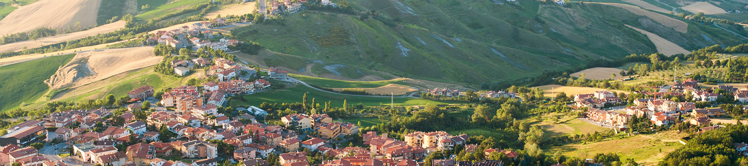 An aerial view of a village in San Marino.