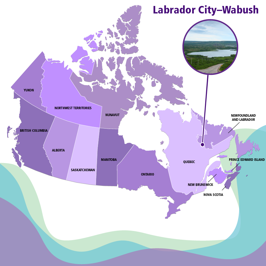 Labrador City is in the province of Newfoundland and Labrador, on Canada’s east coast.