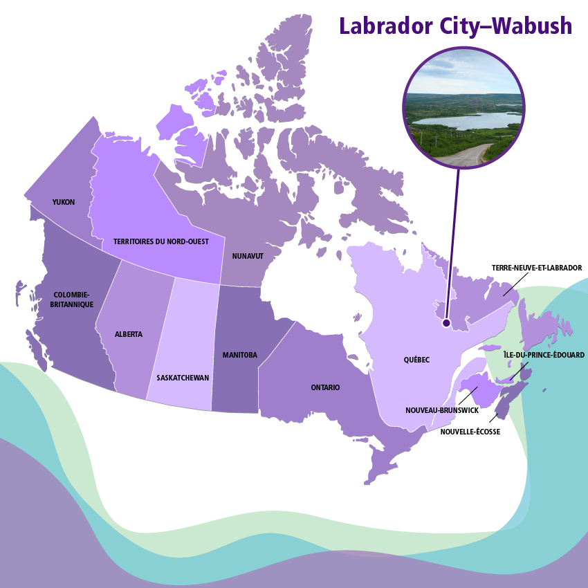 La ville de Labrador City est située dans la province de Terre-Neuve-et-Labrador, sur la côte Est du Canada.