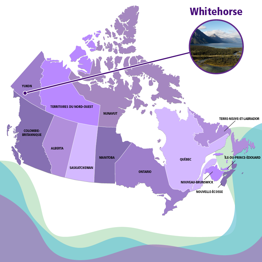 La ville de Whitehorse est située dans le territoire du Yukon, au Nord-Ouest du Canada.