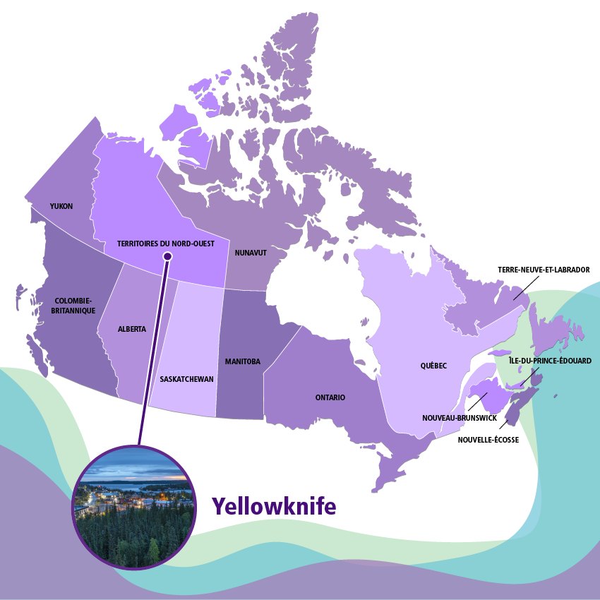 La ville de Yellowknife est située dans les Territoires du Nord-Ouest, qui se situent au Nord du Canada.