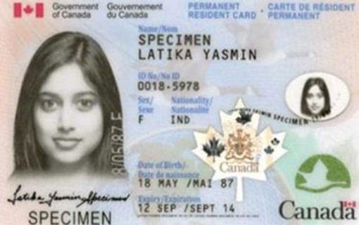Sample of a PR card from 2009. The card shows the holder’s name, gender, date of birth and the date it expires.