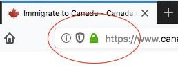 photo of https:// address and padlock in Firefox browser window