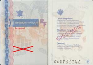 Image de la couverture du passeport français.