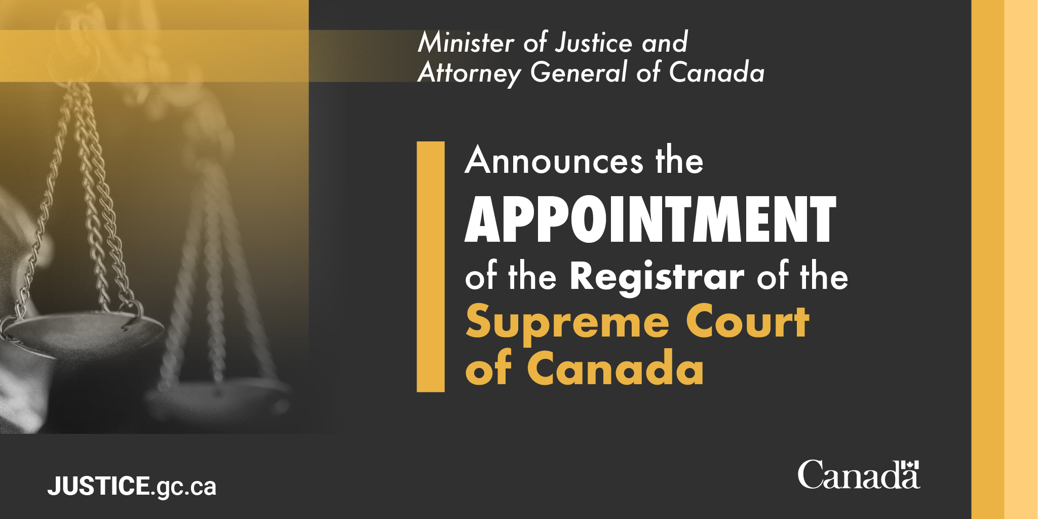 Minister of Justice and Attorney General of Canada announces the