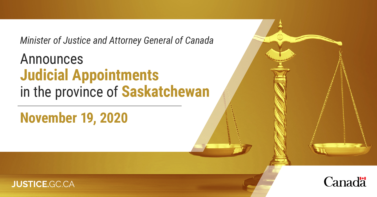 Minister of Justice and Attorney General of Canada announces judicial