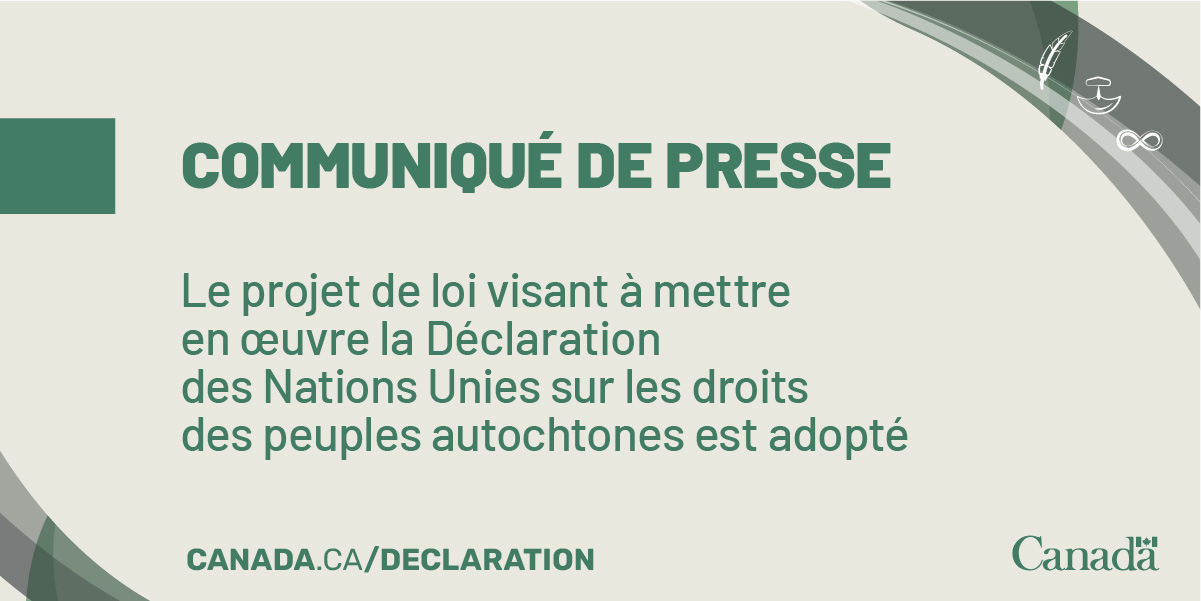 Le projet de loi visant à mettre en œuvre la Déclaration des Nations ...