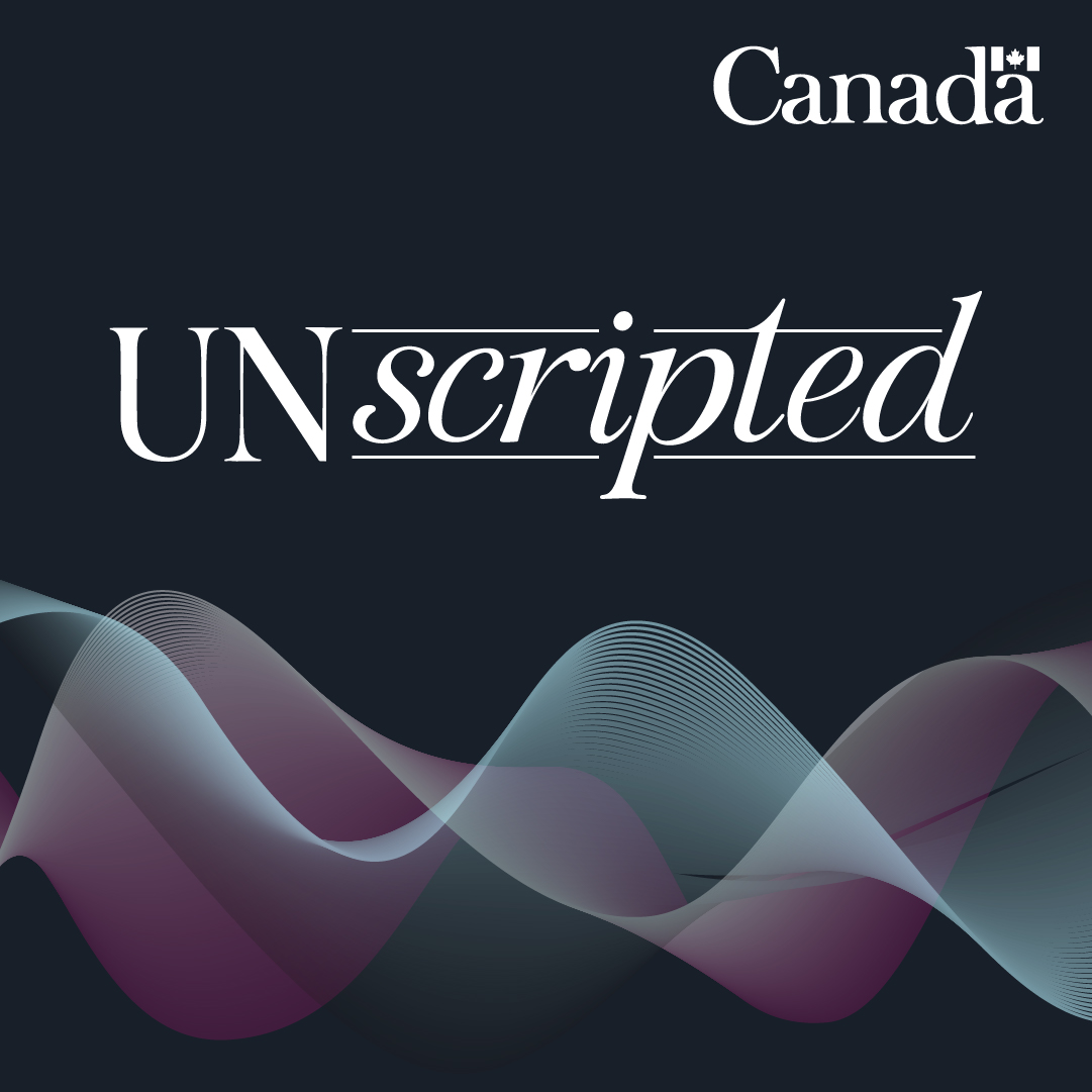 Stylized sound waves with text that reads unscripted