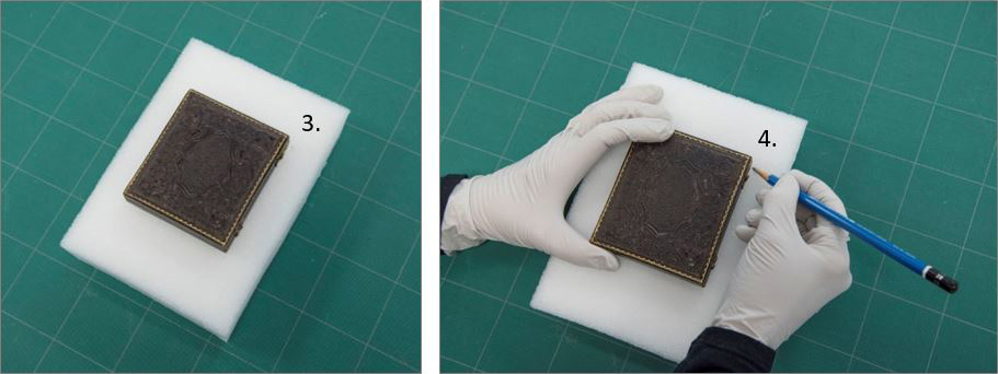 Cased object on top of the Ethafoam representing steps 3 and 4