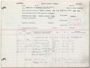 A form titled “GRAHAM Edward Watson” followed by typed information about Graham and handwritten details organized in columns
