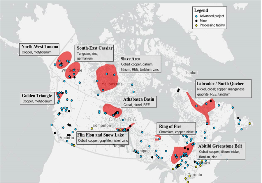 Map of Canadian Critical Minerals