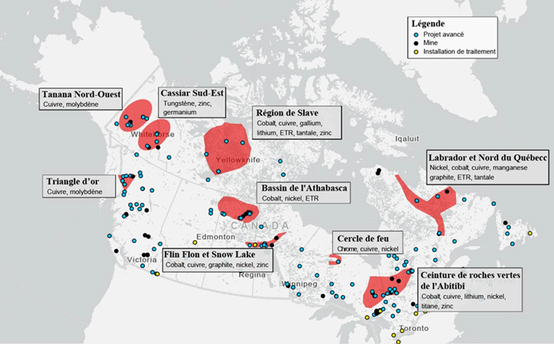 Carte des minéraux critiques du Canada