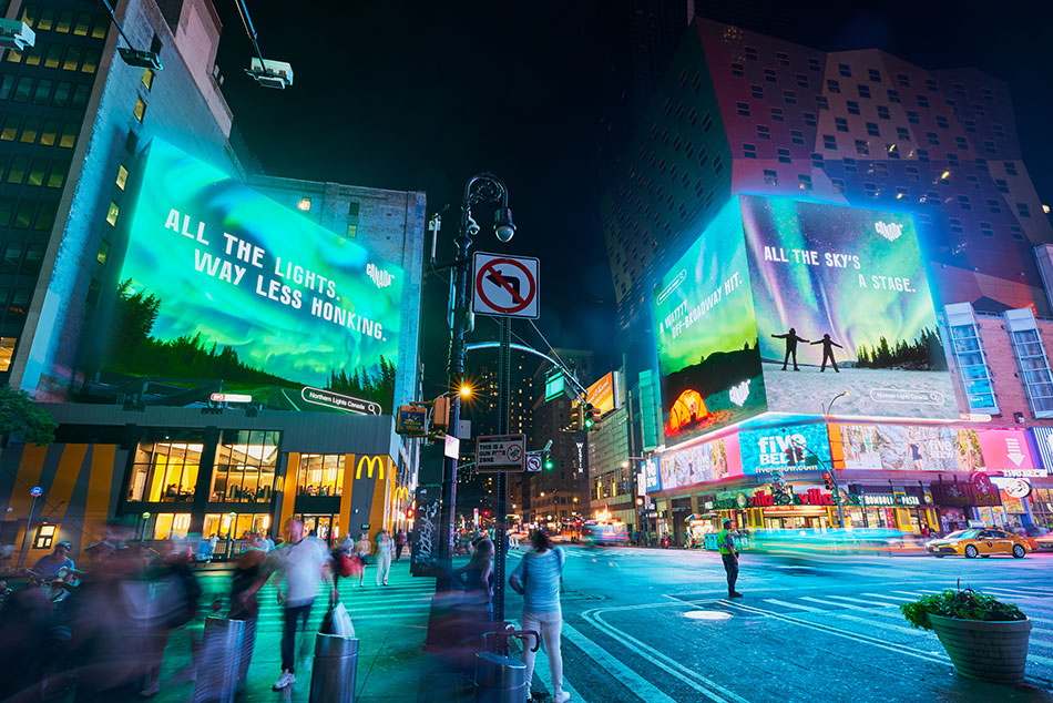 Canadian Northern Lights media campaign in Times Square, New York City