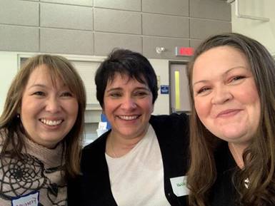 From left to right: OFOVC’s Indigenous Advisor Francyne Joe, Executive Director Nadia Ferrara, and Ombudsman Heidi Illingwort