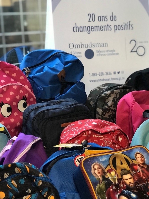 20th anniversary donation backpacks