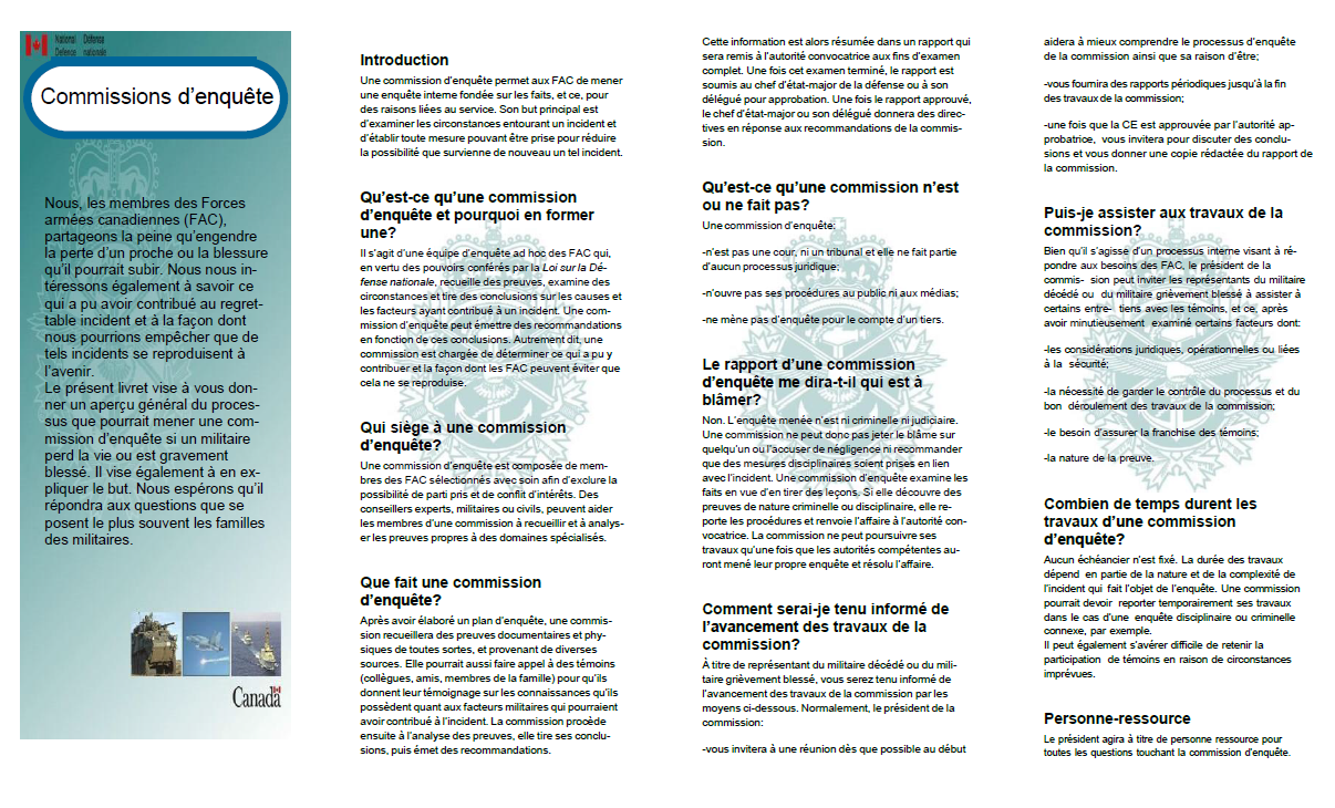 Brochure sur les commissions d’enquête