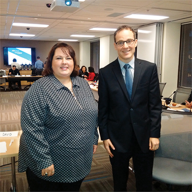 Sherra Profit, Taxpayers’ Ombudsman, standing beside Shane Onufrechuk, CPA, CA, Chair of the Chartered Professional Accountants of British Columbia Taxation Forum