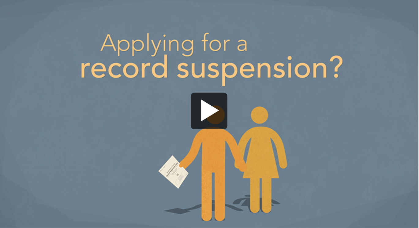 Universal images of a man and woman with an application form with the wording “Applying for a record suspension?”