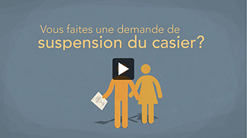 Images universelles d'un homme et d'une femme avec un formulaire de demande libellé «Demande de suspension du casier? »